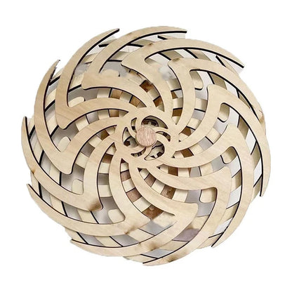 wooden kinetic wall art rotating spiral sculpture handmade living room decor gift Bloom Wave Swirl