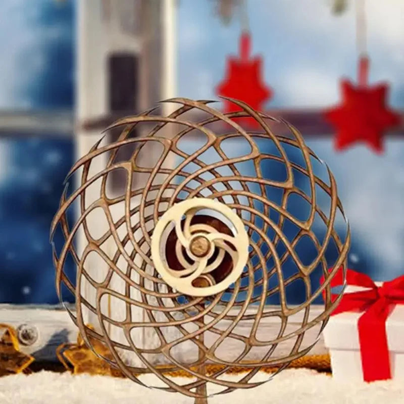 Decorative wooden kinetic wall art rotating spiral sculpture handmade living room decor gift Bloom Wave Swirl