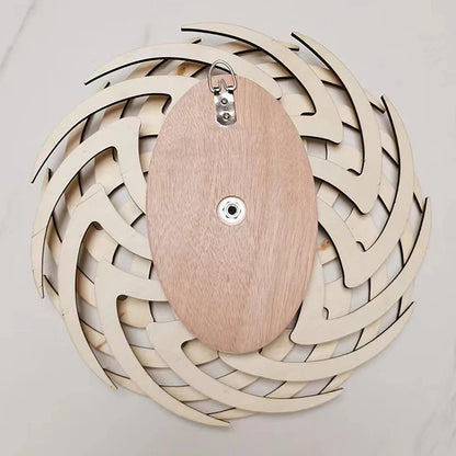 wooden kinetic wall art rotating spiral sculpture handmade living room decor gift Bloom Wave Swirl
