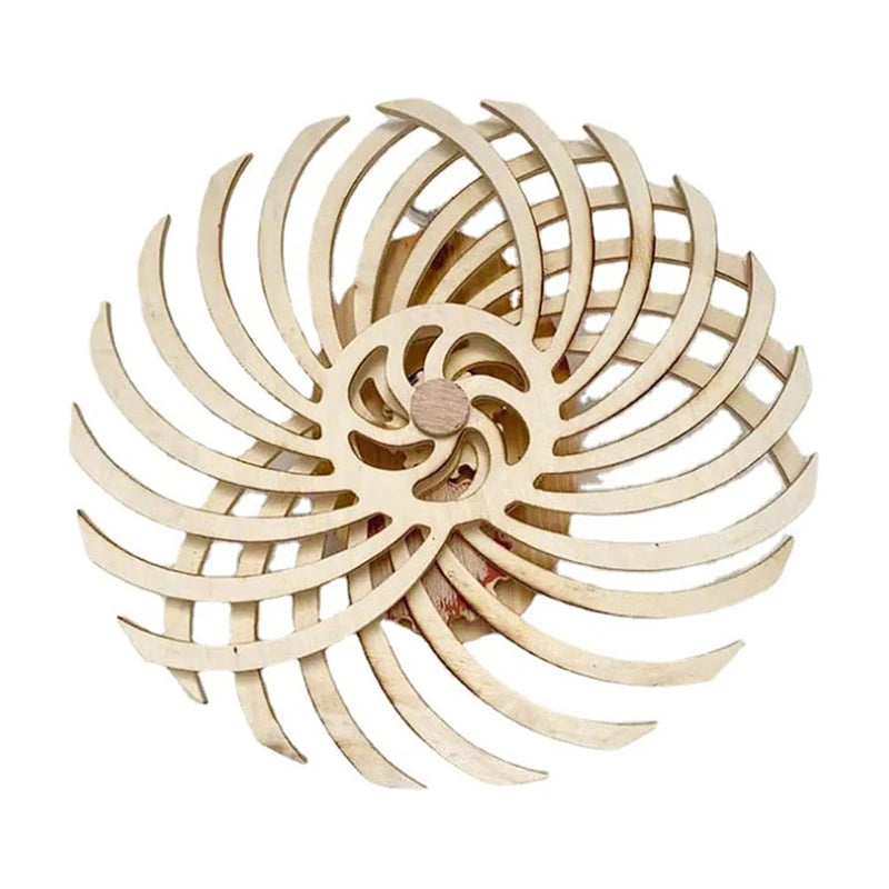 wooden kinetic wall art rotating spiral sculpture handmade living room decor gift Bloom Wave Swirl