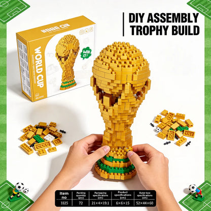  World cup soccer trophy building block set gold football fan desk decor DIY assembly kit 3256811593245210