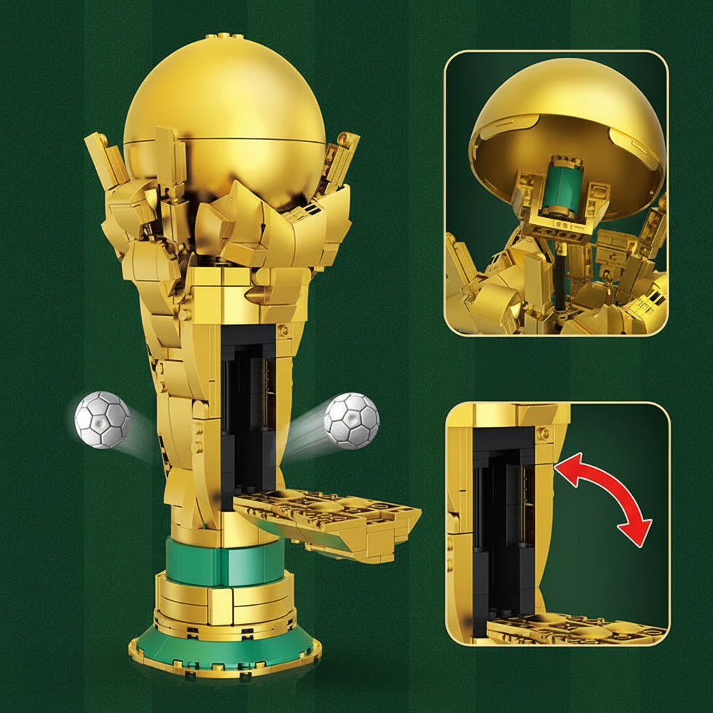 World cup soccer trophy building block set gold football fan desk decor DIY assembly kit 3256811620185542