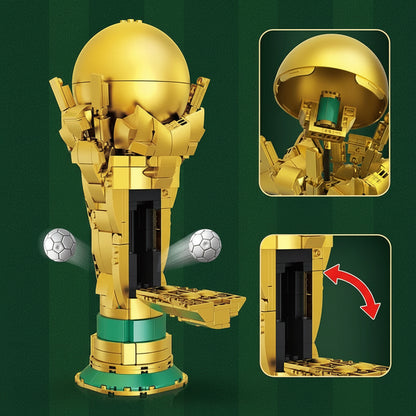 World cup soccer trophy building block set gold football fan desk decor DIY assembly kit 3256811620185542