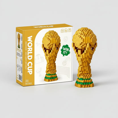 World cup soccer trophy building block set gold football fan desk decor DIY assembly kit 3256811593245210