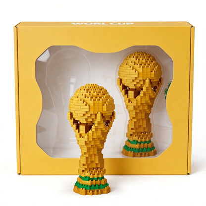 World cup soccer trophy building block set gold football fan desk decor DIY assembly kit 3256811593245210