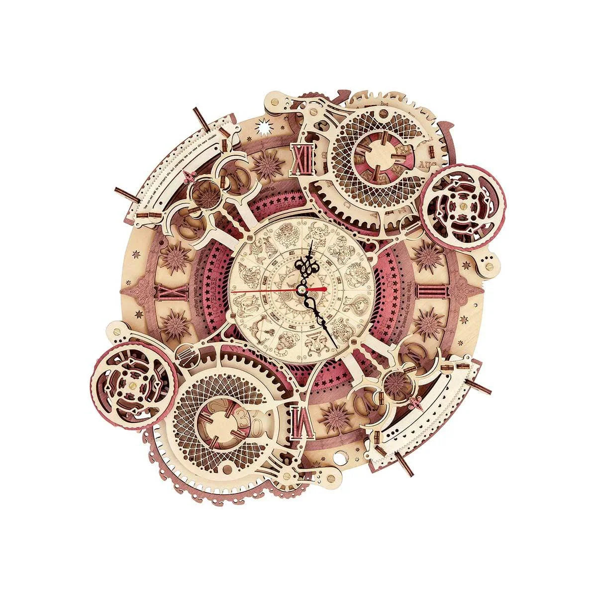 zodiac 3D wooden wall clock puzzle kit DIY mechanical model home decor adult hobby craft gift idea