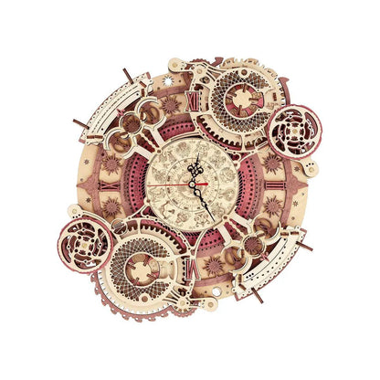 zodiac 3D wooden wall clock puzzle kit DIY mechanical model home decor adult hobby craft gift idea