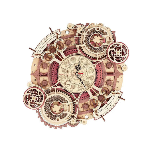 zodiac 3D wooden wall clock puzzle kit DIY mechanical model home decor adult hobby craft gift idea