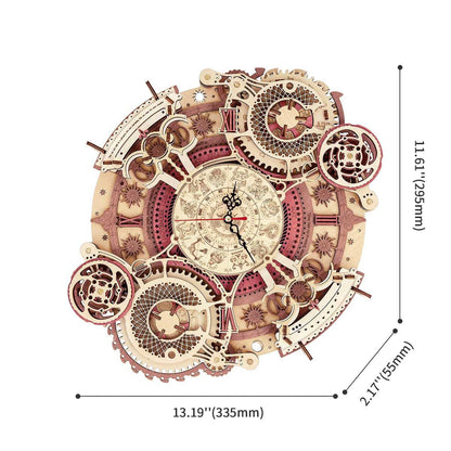 handmade wall clock 3D wooden puzzle DIY zodiac kit mechanical timepiece adult hobby home decor gift