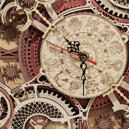 zodiac 3D wooden wall clock puzzle kit DIY mechanical model home decor adult hobby craft gift idea
