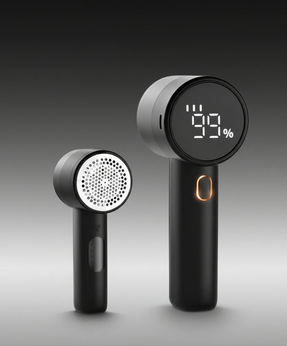 Puzzloria rechargeable electric fabric shaver with LED display and 6-blade stainless steel system for removing lint from clothing and furniture