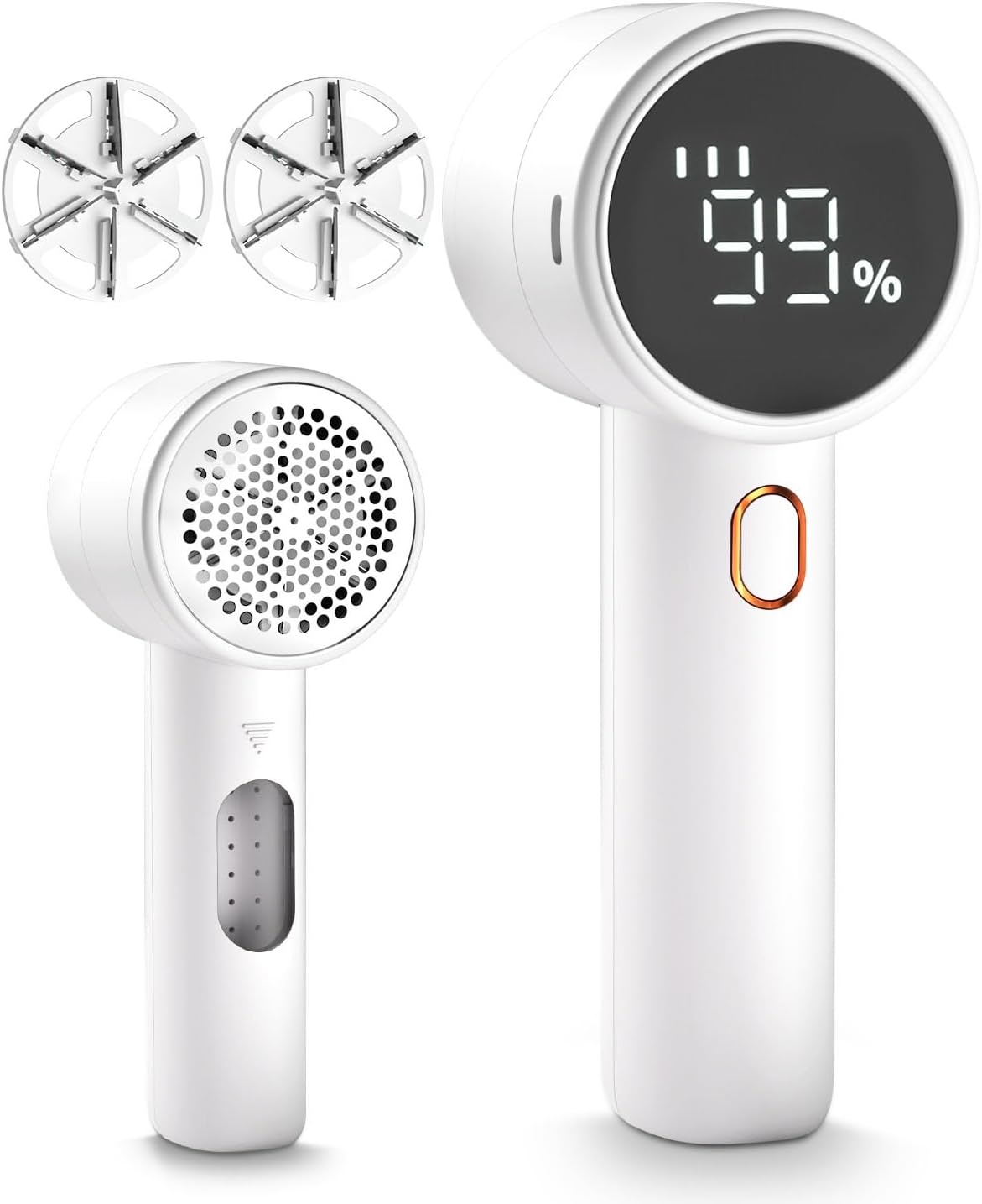 Puzzloria rechargeable electric fabric shaver with LED display and 6-blade stainless steel system for removing lint from clothing and furniture