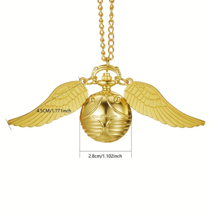 Golden Snitch spherical quartz pocket watch fashion sweater angel wing necklace pendant men and women pocket watch