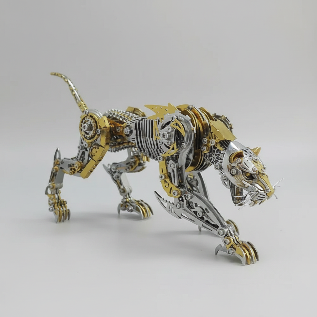 Steampunk metal mechanical leopard 3D puzzle model kit with 300 pieces for adults