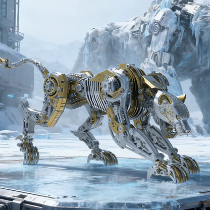 3D Metal Puzzle Steampunk Leopard 300+ Pieces - Mechanical Animal Model Kit for Adults