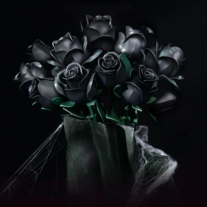 Puzzloria Eternal Black Rose Bouquet Building Blocks