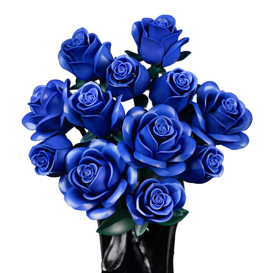 Puzzloria™ | Eternal Blue Rose Bouquet Building Set